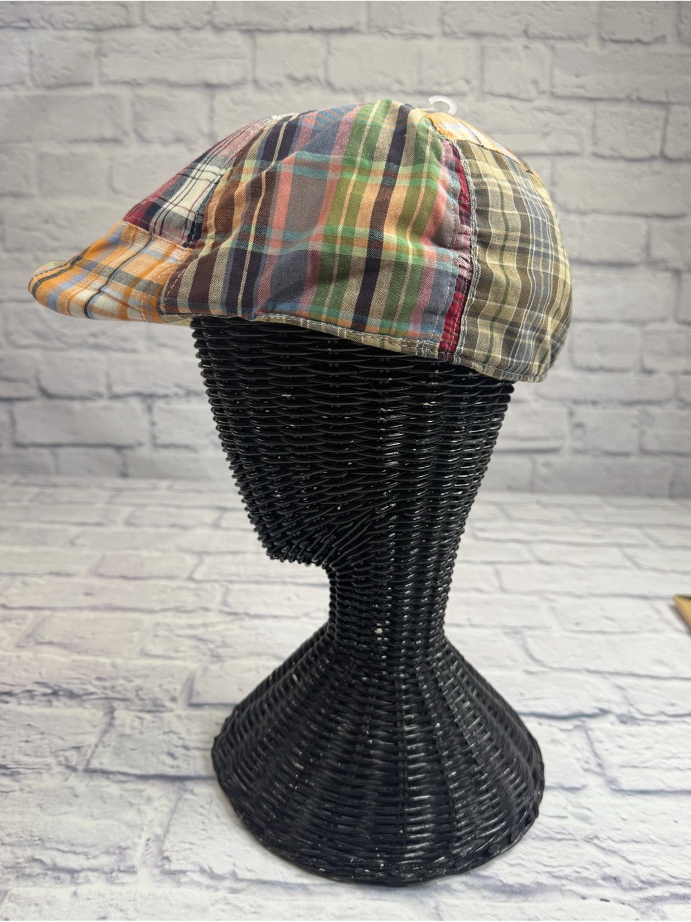 Paulo Solari Madras Plaid Patchwork Newsboy/Cabbie Hat. Preppy. Size L/XL